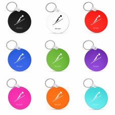 מחזיק מפתחות בצורת עיגול בעיצוב אישי עם השם שלך בעיצוב קפיצת סקי אולימפית גודל המחזיק 5 × 5 ס"מ