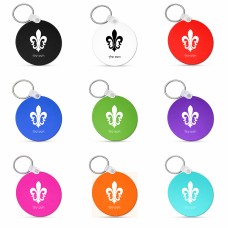 מחזיק מפתחות בצורת עיגול בעיצוב אישי עם השם שלך בעיצוב פרחי פרחים - צרפת גודל המחזיק 5 × 5 ס"מ