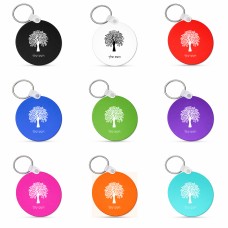 מחזיק מפתחות בצורת עיגול בעיצוב אישי עם השם שלך בעיצוב עץ גודל המחזיק 5 × 5 ס"מ