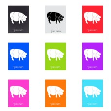 שלט אלומיניום קטן לחדר בעיצוב אישי עם השם שלך בעיצוב חזיר גודל השלט 15 × 20 ס"מ.