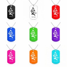 שרשרת דיסקיט מאלומיניום בעיצוב אישי עם השם שלך בעיצוב אהבה באותיות יפניות גודל הדיסקיט 2.9 × 5 ס"מ