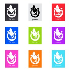 שלט אלומיניום קטן לחדר בעיצוב אישי עם השם שלך בעיצוב פרסה וסוס גודל השלט 15 × 20 ס"מ.