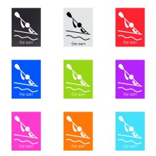 שלט אלומיניום קטן לחדר בעיצוב אישי עם השם שלך בעיצוב קיאק אולימפי גודל השלט 15 × 20 ס"מ.