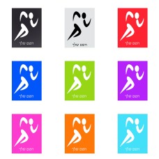 שלט אלומיניום קטן לחדר בעיצוב אישי עם השם שלך בעיצוב רצים אולימפיים גודל השלט 15 × 20 ס"מ.