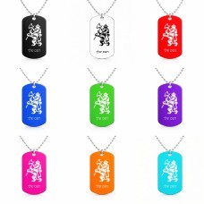 שרשרת דיסקיט מאלומיניום בעיצוב אישי עם השם שלך בעיצוב אריה גודל הדיסקיט 2.9 × 5 ס"מ