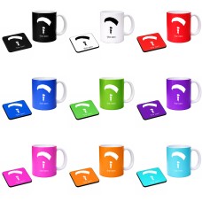 ספל תה \ קפה + תחתית מרובעת בעיצוב אישי עם השם שלך בעיצוב צניחה חופשית גודל הספל 325 מ"ל גודל התחתית 9 × 9 ס"מ