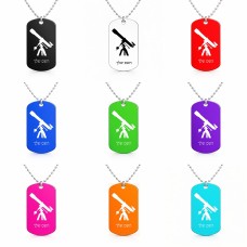 שרשרת דיסקיט מאלומיניום בעיצוב אישי עם השם שלך בעיצוב טלסקופ גודל הדיסקיט 2.9 × 5 ס"מ