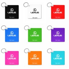 מחזיק מפתחות בצורת ריבוע בעיצוב אישי עם השם שלך בעיצוב לקסוס גודל המחזיק 5 × 5 ס"מ