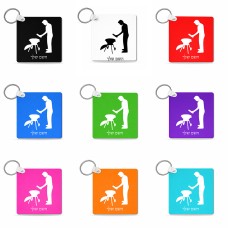 מחזיק מפתחות בצורת ריבוע בעיצוב אישי עם השם שלך בעיצוב גריל ברביקיו גודל המחזיק 5 × 5 ס"מ