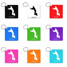 מחזיק מפתחות בצורת ריבוע בעיצוב אישי עם השם שלך בעיצוב פארקורינג גודל המחזיק 5 × 5 ס"מ