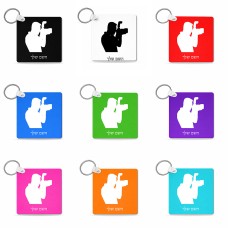 מחזיק מפתחות בצורת ריבוע בעיצוב אישי עם השם שלך בעיצוב צלם - גברים גודל המחזיק 5 × 5 ס"מ