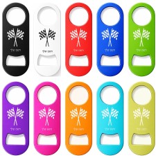 פותחן בקבוקים בעיצוב אישי עם השם שלך בעיצוב דגל המירוץ גודל הפותחן 3.2 × 8.7 ס"מ