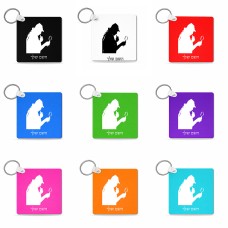 מחזיק מפתחות בצורת ריבוע בעיצוב אישי עם השם שלך בעיצוב בתים של שרלוק גודל המחזיק 5 × 5 ס"מ