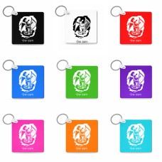 מחזיק מפתחות בצורת ריבוע בעיצוב אישי עם השם שלך בעיצוב אנג'ל מוזיקלי גודל המחזיק 5 × 5 ס"מ