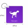 מחזיק מפתחות בצורת ריבוע בעיצוב אישי עם השם שלך בעיצוב דינוזאור גודל המחזיק 5 × 5 ס"מ