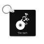 מחזיק מפתחות בצורת ריבוע בעיצוב אישי עם השם שלך בעיצוב תקליטור - אזור מוזיקה גודל המחזיק 5 × 5 ס"מ