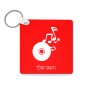 מחזיק מפתחות בצורת ריבוע בעיצוב אישי עם השם שלך בעיצוב תקליטור - אזור מוזיקה גודל המחזיק 5 × 5 ס"מ