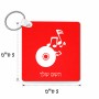 מחזיק מפתחות בצורת ריבוע בעיצוב אישי עם השם שלך בעיצוב תקליטור - אזור מוזיקה גודל המחזיק 5 × 5 ס"מ
