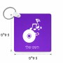 מחזיק מפתחות בצורת ריבוע בעיצוב אישי עם השם שלך בעיצוב תקליטור - אזור מוזיקה גודל המחזיק 5 × 5 ס"מ