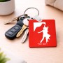 מחזיק מפתחות בצורת ריבוע בעיצוב אישי עם השם שלך בעיצוב אישה רוקדת עם גבר גודל המחזיק 5 × 5 ס"מ