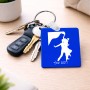 מחזיק מפתחות בצורת ריבוע בעיצוב אישי עם השם שלך בעיצוב אישה רוקדת עם גבר גודל המחזיק 5 × 5 ס"מ