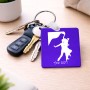 מחזיק מפתחות בצורת ריבוע בעיצוב אישי עם השם שלך בעיצוב אישה רוקדת עם גבר גודל המחזיק 5 × 5 ס"מ