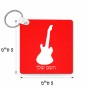 מחזיק מפתחות בצורת ריבוע בעיצוב אישי עם השם שלך בעיצוב גיטרה גודל המחזיק 5 × 5 ס"מ