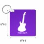 מחזיק מפתחות בצורת ריבוע בעיצוב אישי עם השם שלך בעיצוב גיטרה גודל המחזיק 5 × 5 ס"מ