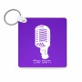 מחזיק מפתחות בצורת ריבוע בעיצוב אישי עם השם שלך בעיצוב מיקרופון גודל המחזיק 5 × 5 ס"מ