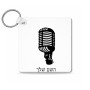 מחזיק מפתחות בצורת ריבוע בעיצוב אישי עם השם שלך בעיצוב מיקרופון גודל המחזיק 5 × 5 ס"מ