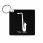 מחזיק מפתחות בצורת ריבוע בעיצוב אישי עם השם שלך בעיצוב סקסופון גודל המחזיק 5 × 5 ס"מ