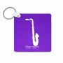 מחזיק מפתחות בצורת ריבוע בעיצוב אישי עם השם שלך בעיצוב סקסופון גודל המחזיק 5 × 5 ס"מ