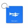 מחזיק מפתחות בצורת ריבוע בעיצוב אישי עם השם שלך בעיצוב חצוצרה גודל המחזיק 5 × 5 ס"מ
