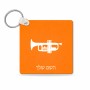 מחזיק מפתחות בצורת ריבוע בעיצוב אישי עם השם שלך בעיצוב חצוצרה גודל המחזיק 5 × 5 ס"מ