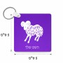 מחזיק מפתחות בצורת ריבוע בעיצוב אישי עם השם שלך בעיצוב מזלות - טלה גודל המחזיק 5 × 5 ס"מ