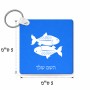מחזיק מפתחות בצורת ריבוע בעיצוב אישי עם השם שלך בעיצוב מזלות - דגים גודל המחזיק 5 × 5 ס"מ