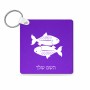 מחזיק מפתחות בצורת ריבוע בעיצוב אישי עם השם שלך בעיצוב מזלות - דגים גודל המחזיק 5 × 5 ס"מ