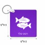מחזיק מפתחות בצורת ריבוע בעיצוב אישי עם השם שלך בעיצוב מזלות - דגים גודל המחזיק 5 × 5 ס"מ