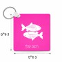 מחזיק מפתחות בצורת ריבוע בעיצוב אישי עם השם שלך בעיצוב מזלות - דגים גודל המחזיק 5 × 5 ס"מ