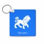 מחזיק מפתחות בצורת ריבוע בעיצוב אישי עם השם שלך בעיצוב מזלות - אריה גודל המחזיק 5 × 5 ס"מ