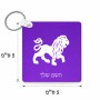 מחזיק מפתחות בצורת ריבוע בעיצוב אישי עם השם שלך בעיצוב מזלות - אריה גודל המחזיק 5 × 5 ס"מ
