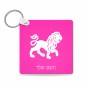 מחזיק מפתחות בצורת ריבוע בעיצוב אישי עם השם שלך בעיצוב מזלות - אריה גודל המחזיק 5 × 5 ס"מ