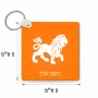 מחזיק מפתחות בצורת ריבוע בעיצוב אישי עם השם שלך בעיצוב מזלות - אריה גודל המחזיק 5 × 5 ס"מ
