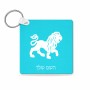 מחזיק מפתחות בצורת ריבוע בעיצוב אישי עם השם שלך בעיצוב מזלות - אריה גודל המחזיק 5 × 5 ס"מ