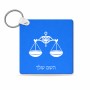 מחזיק מפתחות בצורת ריבוע בעיצוב אישי עם השם שלך בעיצוב מזלות - מאזניים גודל המחזיק 5 × 5 ס"מ
