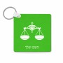 מחזיק מפתחות בצורת ריבוע בעיצוב אישי עם השם שלך בעיצוב מזלות - מאזניים גודל המחזיק 5 × 5 ס"מ
