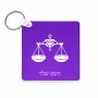 מחזיק מפתחות בצורת ריבוע בעיצוב אישי עם השם שלך בעיצוב מזלות - מאזניים גודל המחזיק 5 × 5 ס"מ