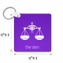 מחזיק מפתחות בצורת ריבוע בעיצוב אישי עם השם שלך בעיצוב מזלות - מאזניים גודל המחזיק 5 × 5 ס"מ