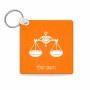 מחזיק מפתחות בצורת ריבוע בעיצוב אישי עם השם שלך בעיצוב מזלות - מאזניים גודל המחזיק 5 × 5 ס"מ