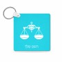 מחזיק מפתחות בצורת ריבוע בעיצוב אישי עם השם שלך בעיצוב מזלות - מאזניים גודל המחזיק 5 × 5 ס"מ